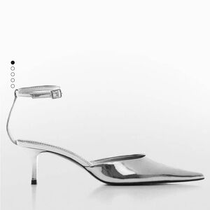 Metallic heel pointed toe shoes